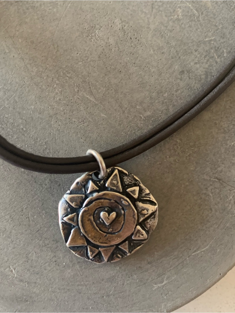 Island Cowgirl Artisan Sun/“Live In The Light” Necklace on Leather Cord - Picture 4 of 8